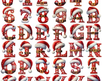 Christmas Alphabet Clipart PNG | Festive Letters & Numbers Set | Holiday Font PNG | Digital Download | Commercial Use