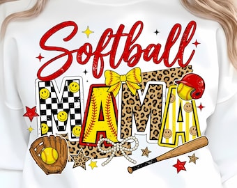 Softball Mama PNG | Softball Bow Shirt Design | Game Day Mom PNG | Sports Season Sublimation | Softball Mom Digital Download