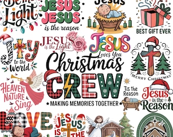 Christian Christmas PNG Bundle | Faith Holiday Sublimation | Jesus Quote Retro Christmas Designs | Religious Christmas PNG Set (20 Files)