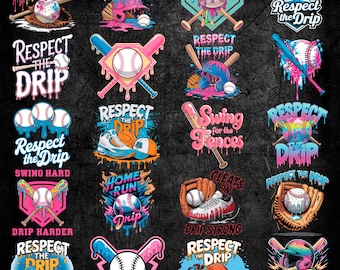 Baseball Drip PNG Bundle | Ice Cream Waffle Home Plate PNG | Baseball Player Sublimation Designs | Sprinkle Drip Clipart | Digital Download
