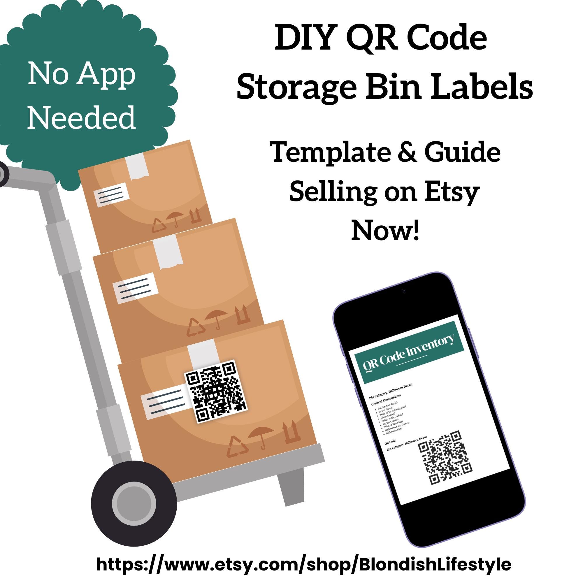 DIY Smart QR Code Storage Bin Label Instant Digital Download Template ...