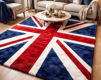 Hand Tufted Wool Union Jack Rug | British Flag Carpet