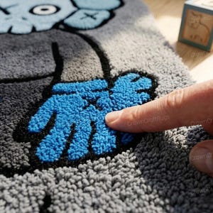 KAWS Inspired Tufted Rug, New Zealand Wool Cartoon Carpet, Streetwear Hypebeast Decor image 3