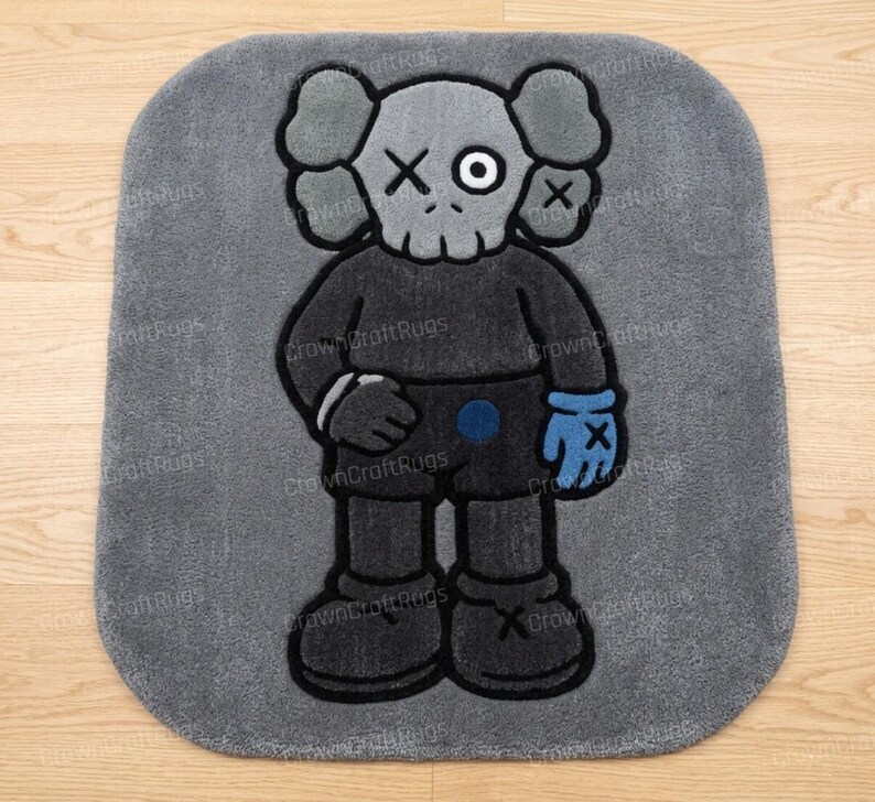 KAWS Inspired Tufted Rug, New Zealand Wool Cartoon Carpet, Streetwear Hypebeast Decor image 6