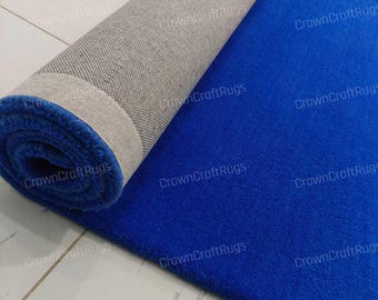 Royal Blue Plush Area Rug, Soft Modern Minimalist Carpet, Living Room Bedroom Mat