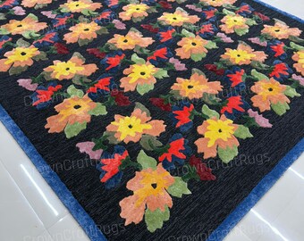 Handmade Silk & Wool Tufted Rug | Floral Botanical Carpet