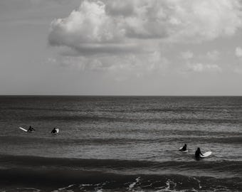 Black and White Surfer Photography Print | Surfer Ocean Wall Art | Coastal Beach Decor