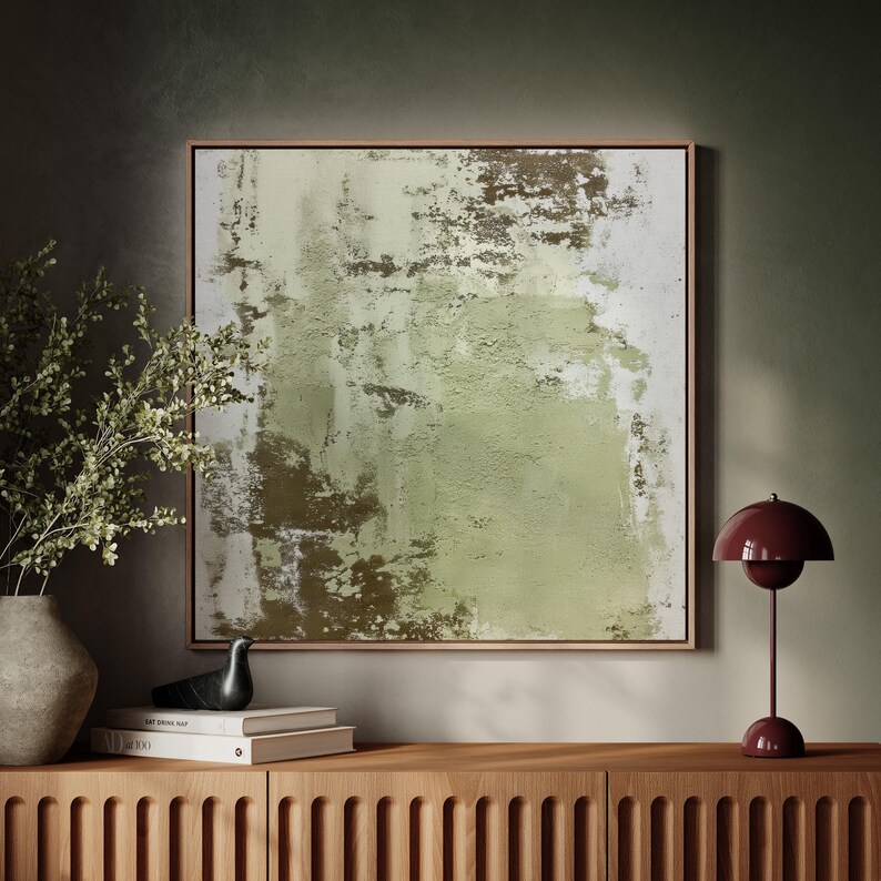 Sage Green Textured Abstract Art Print, Modern Minimalist Earthy Wall ...