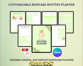Editable Skincare Planner | Routine Tracker, Product Log & Self-Care Journal for skincare lovers