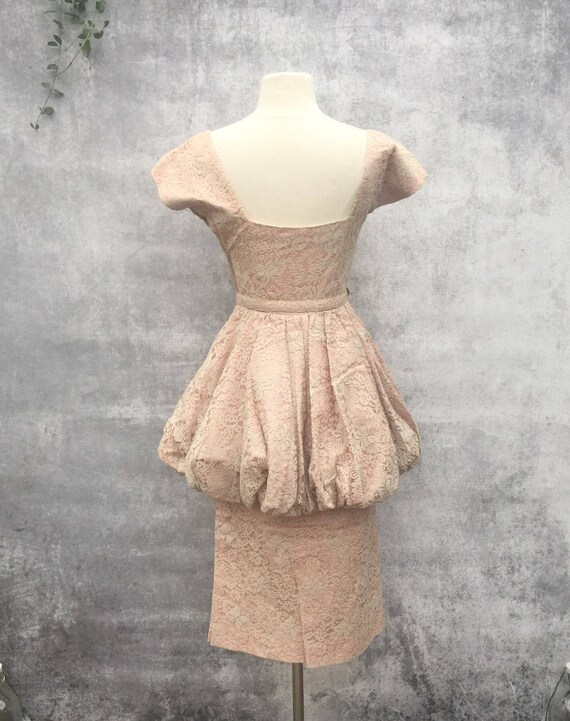 Vintage 40s blush pink lace cocktail dress - 1940… - image 7