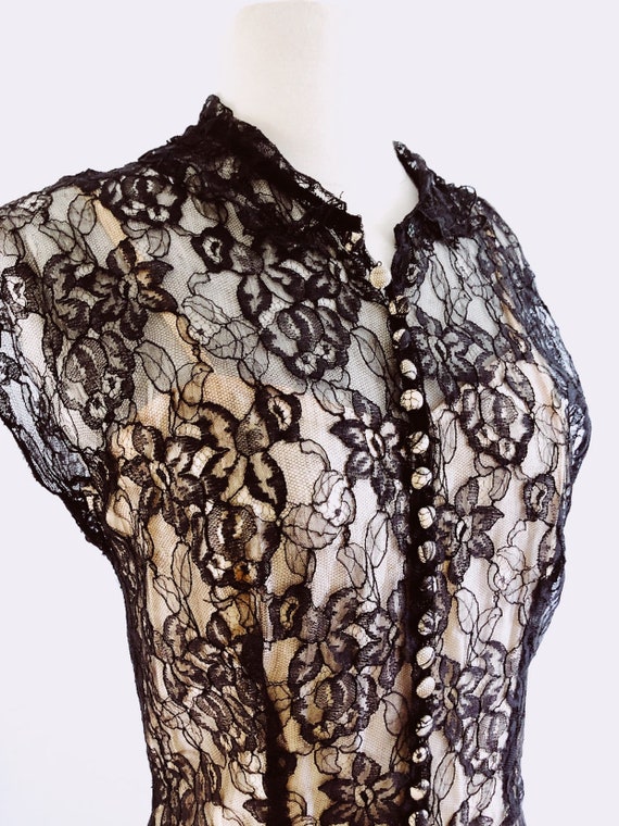 Vintage 30s black lace evening dress - 1930s Old … - image 2