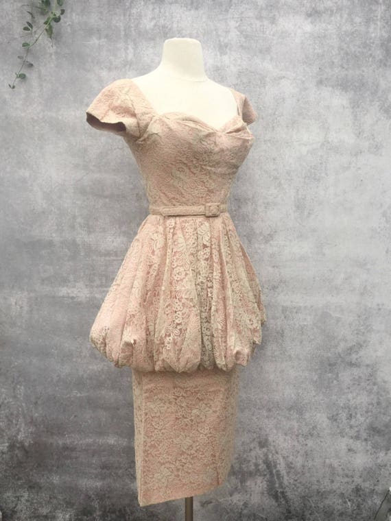 Vintage 40s blush pink lace cocktail dress - 1940… - image 9