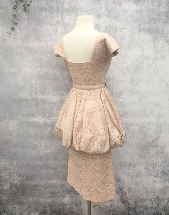 Vintage 40s blush pink lace cocktail dress - 1940… - image 8