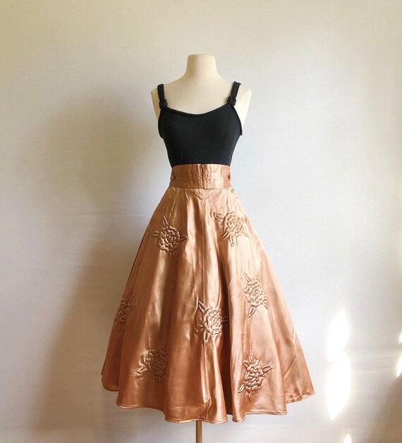 rose gold satin skirt