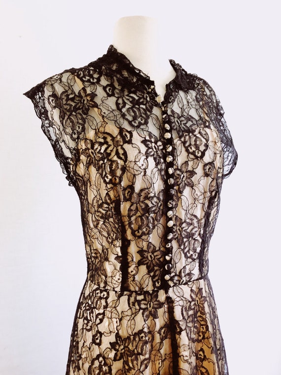 Vintage 30s black lace evening dress - 1930s Old … - image 5
