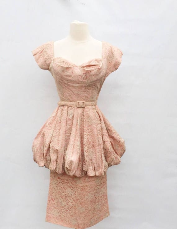 Vintage 40s blush pink lace cocktail dress - 1940… - image 4