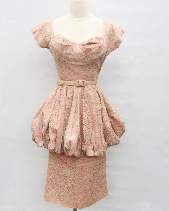 Vintage 40s blush pink lace cocktail dress - 1940… - image 5