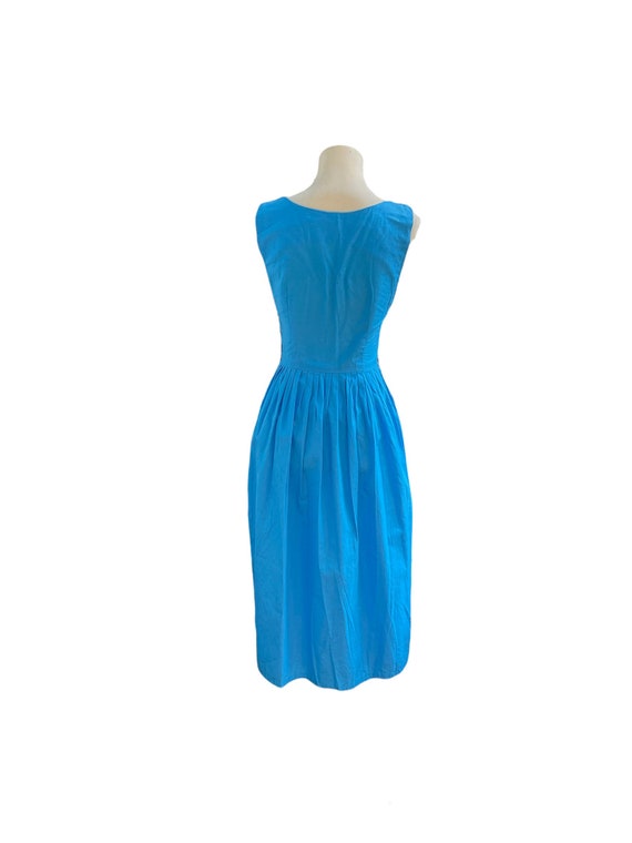 50s summer cotton day dress-1950s turquoise embro… - image 3