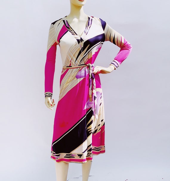 Vintage 70s Leonard Paris silk jersey graphic prin