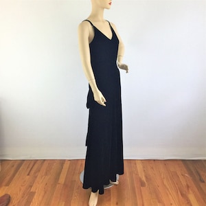 Antique 30s black velvet Old Hollywood bias cut evening dress - 1930s art deco floor length mermaid draped formal dress - medium