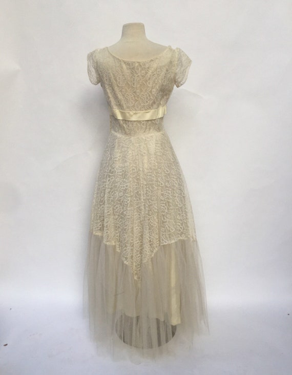 Vintage 50s ivory lace wedding dress - 1950s floo… - image 7