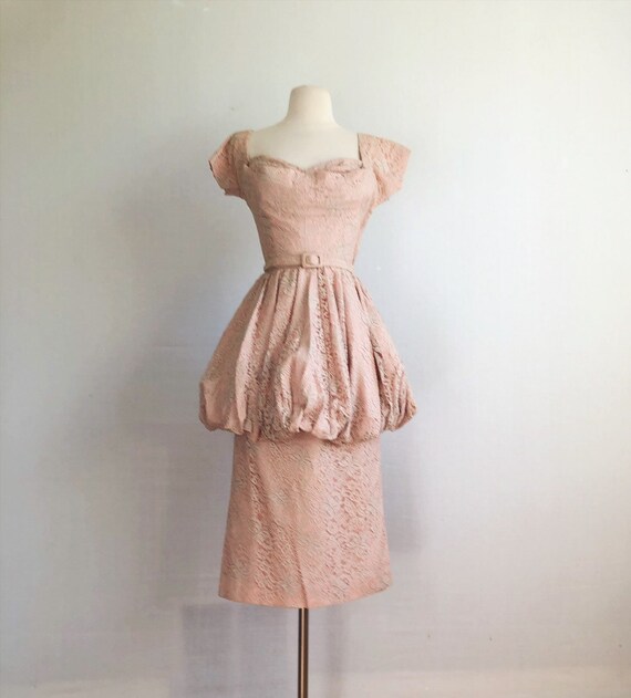 Vintage 40s blush pink lace cocktail dress - 1940… - image 1