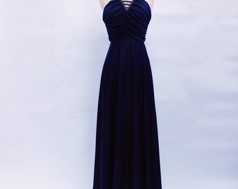 Vintage 70s Black Maxi Dress: Rhinestone Disco Party Cocktail