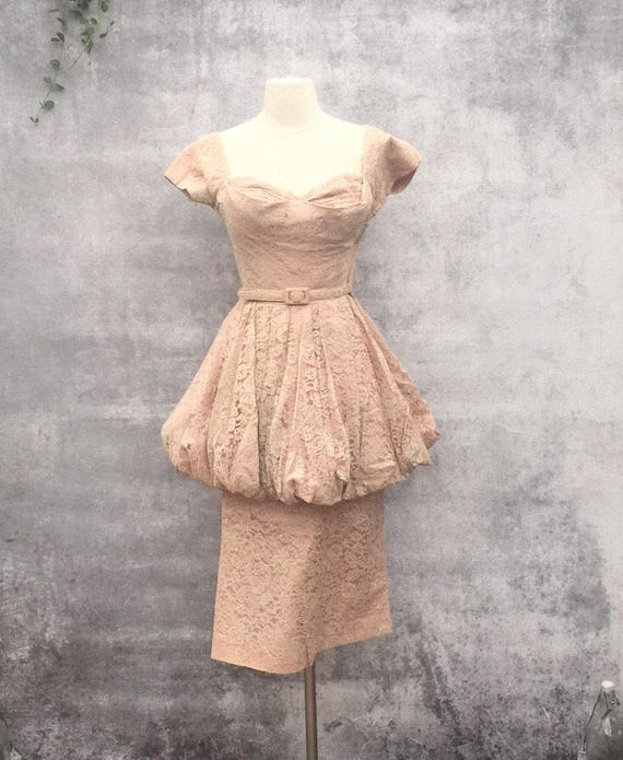 Vintage 40s blush pink lace cocktail dress - 1940… - image 10