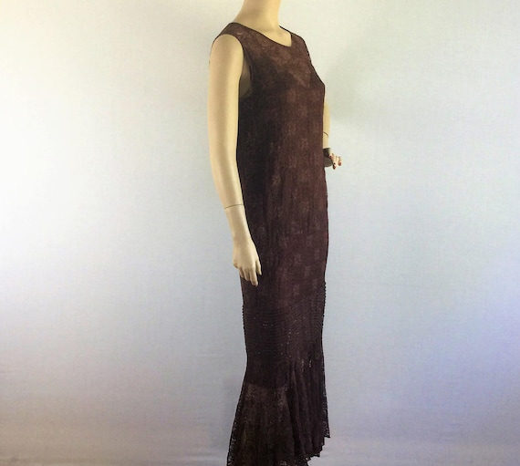 Antique 20s deco flapper dress- roaring 20s brown