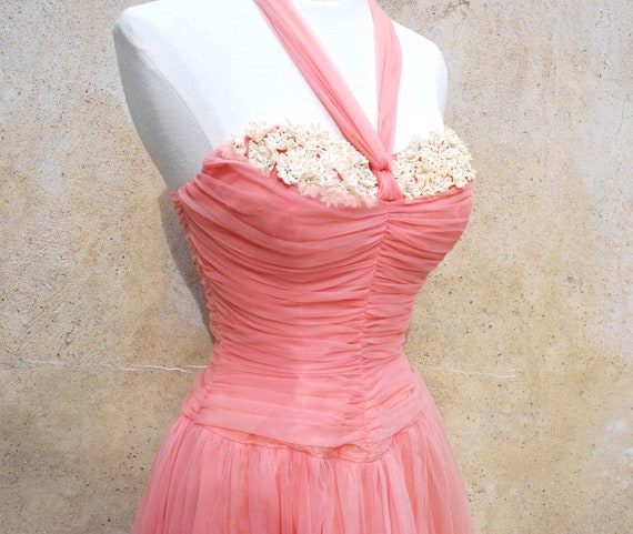 1950s formal floor length dress / 50s strapless p… - image 4