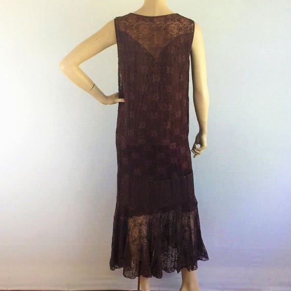 Antique 20s deco flapper dress- roaring 20s  brow… - image 4