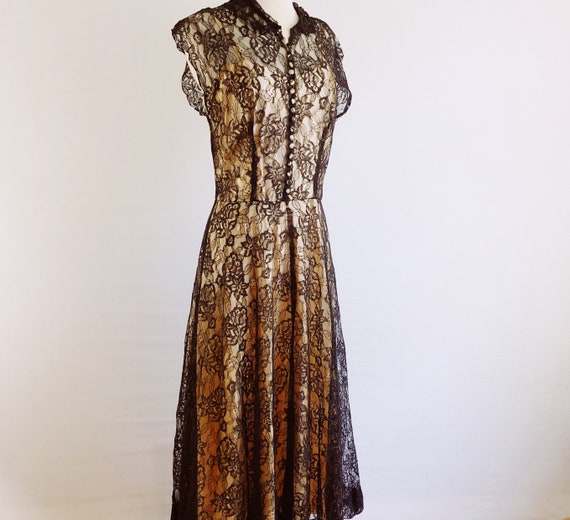 Vintage 30s black lace evening dress - 1930s Old … - image 3