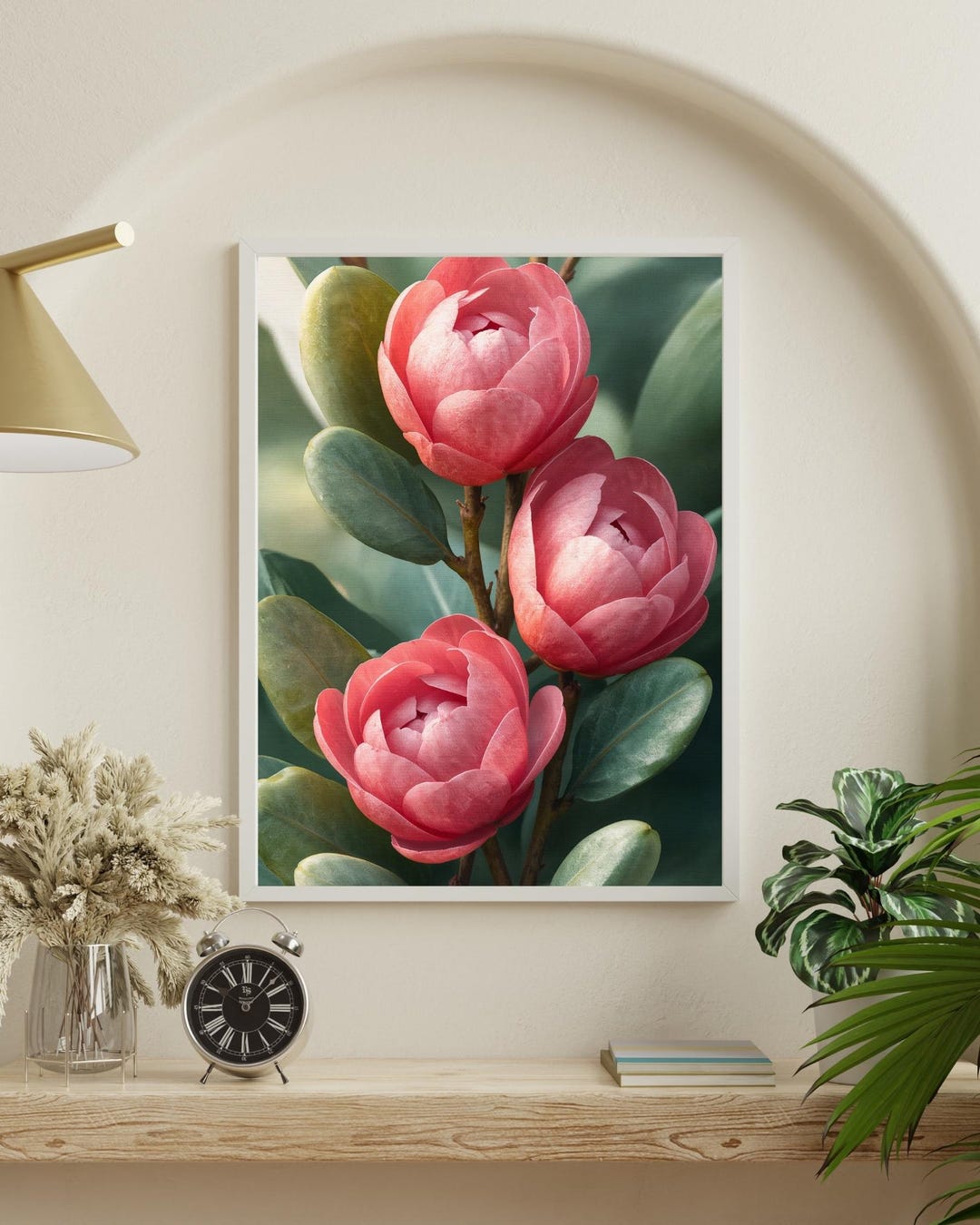 Romantic Pink Peony Wall Art – Floral Oil Painting Print, Elegant ...