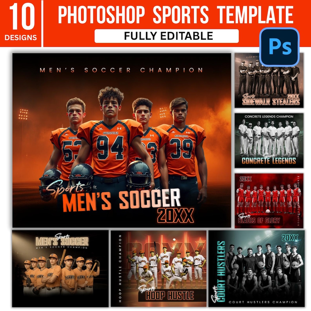 Photoshop Sports Template Bundle | 10 PSD Athlete Banners | Editable ...