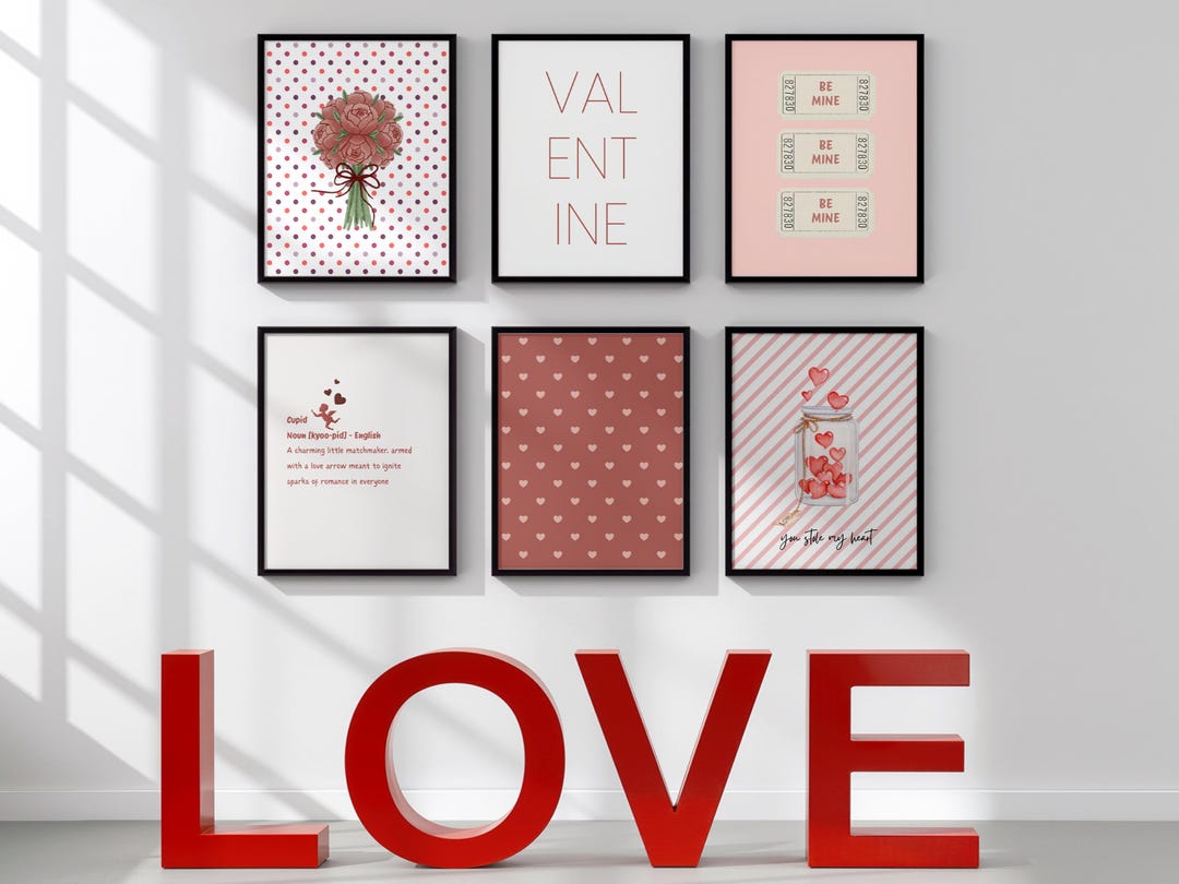 Valentines Day Wall Art Bundle Printable Romantic Love Quotes Retro ...