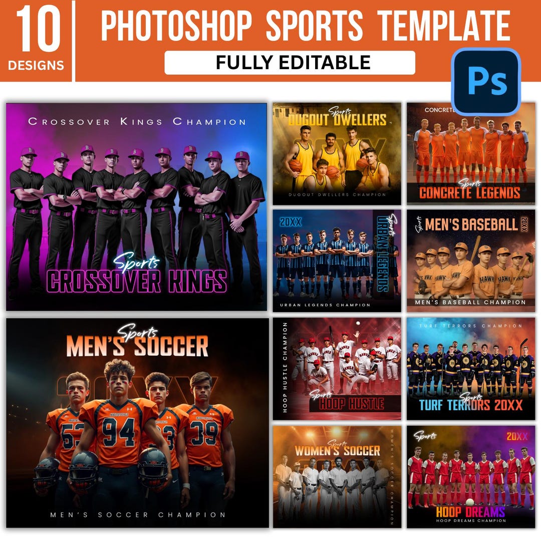 Photoshop Sports Template Bundle | Editable PSD Athlete Banners | All ...