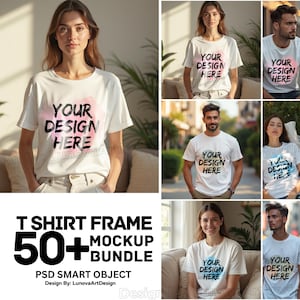 89 T-shirt Mockup-paket | Bella Canvas, Gildan, Comfort Colors | Klädmodeller för Etsy-säljare och print-on-demand-butiker