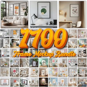 ウォールアートフレーム モックアップ バンドル | 1700 種類の PSD インテリアフレーム | ボヘミアン風ミニマルウォールディスプレイ モックアップ | スマートオブジェクト Photoshop & Photopea テンプレート