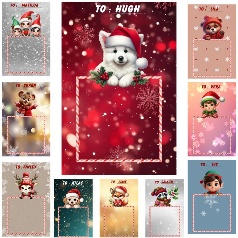 50X Jumbo Christmas Card Template PSD Bundle, Kids Treat Card Mock Up