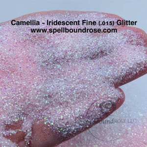 Polyester Iridescent Pastel Pink Fine Glitter (.015), Iridescent Pink Fine Glitter, “Camellia” Solvent Resistant, 2oz by weight