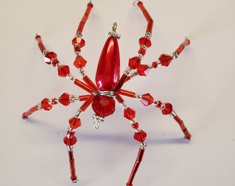 Beaded Christmas Spider / Good Luck Ornament/ Christmas Spider Legend/Christmas Ornament/ Christmas Décor/ Hallowe’en ~ Red Collection