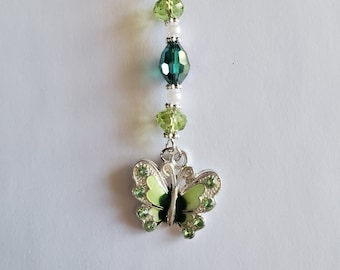 Planner Charm/Planner Accessory/Notebook Charm/Dangle Charm/Purse Bling/Purse Charm/Bag Charm/Key Chain/ Zipper Pull ~ Green Butterfly Charm