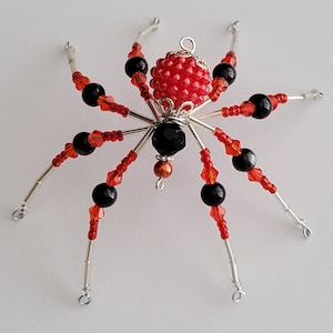 Beaded Christmas Spider / Jewelled Spider/ Christmas Spider Legend/Christmas Ornament/ Christmas Décor/ Hallowe’en ~ Red Collection