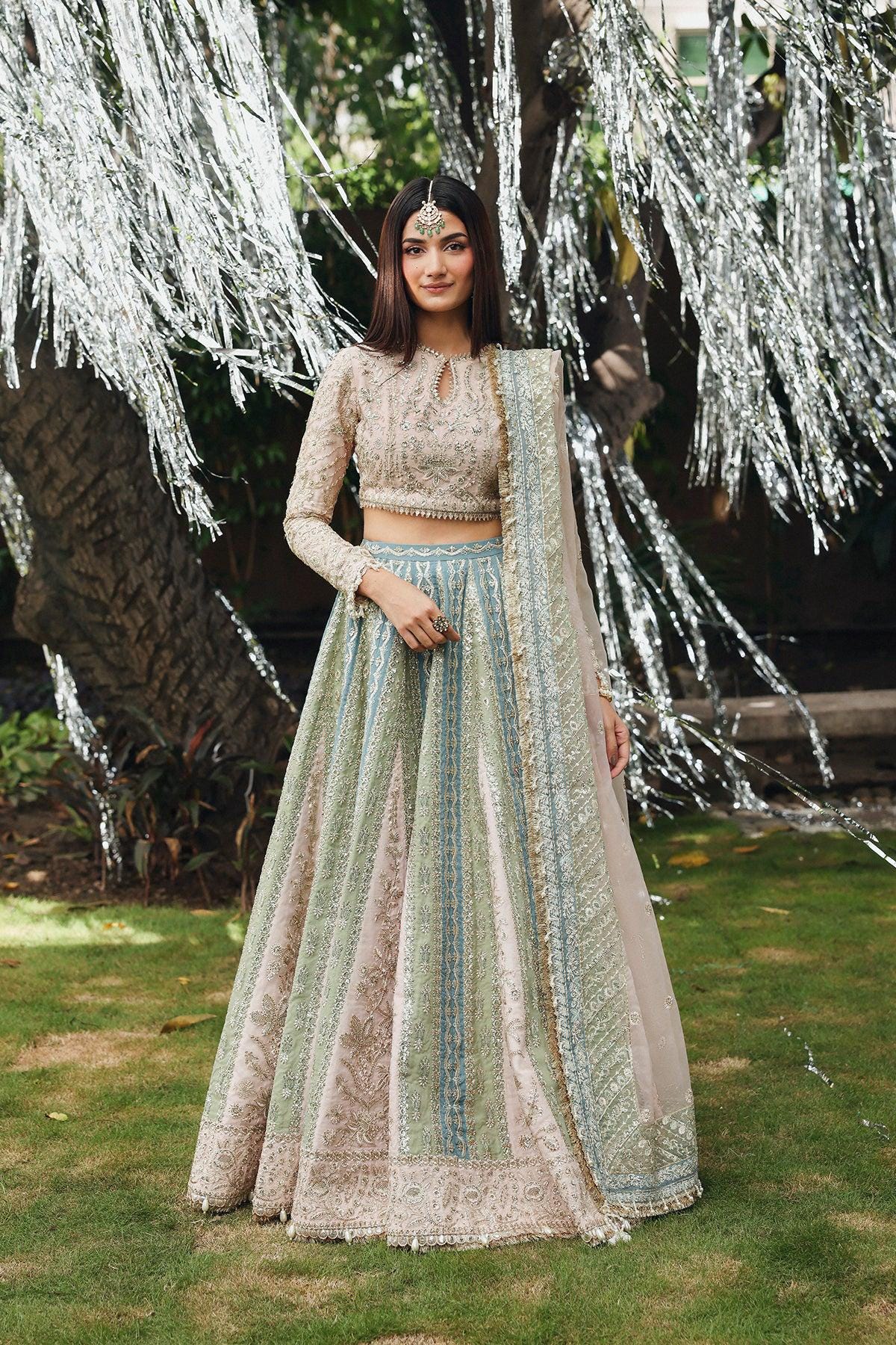 silver pakistani dress Silver Grey Lehenga Gown For Pakistani Bridal Wear  UY Collection