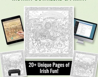 Irish Coloring Book: St Patrick's Day Family Fun (Digital Download)