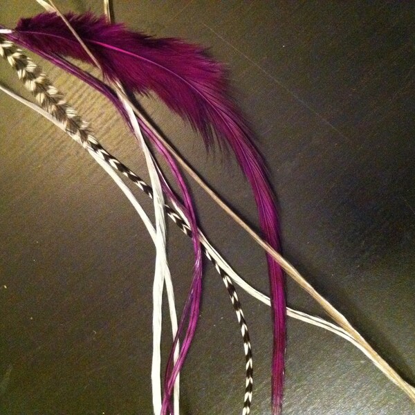 Feather Hair Extension 8 Pak Beginner Kit (Purple Feather Mix)