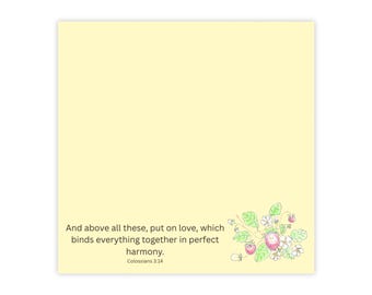 Floral Scripture Post-it Note Pads | Colossians 3:14 Sticky Notes