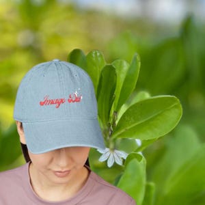 Gorra de mezclilla con el logotipo de Imago Dei (Imagen de Dios) o gorra de béisbol bordada, cursiva retro con estrella