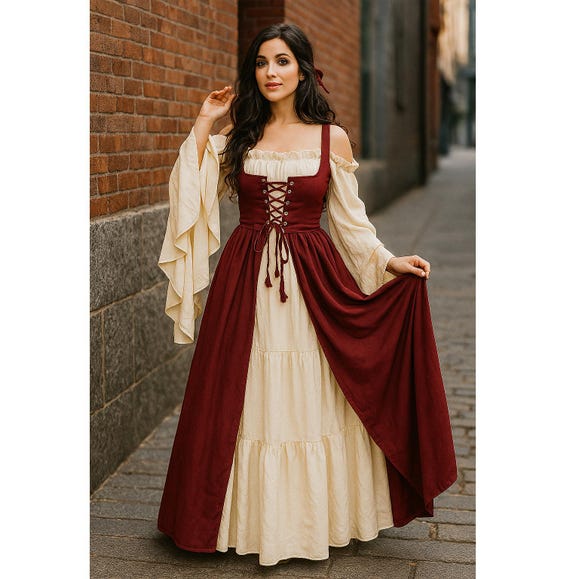 Renaissance Corset Dress | Medieval Cosplay Gown, Bell Sleeves - Etsy Renaissance Corset Dress | Medieval Cosplay Gown, Bell Sleeves - Etsy