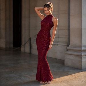 maroon red carpet dresses Blake Lively Burgundy Halter Celebrity Prom Dress Cannes Film Festival 2014 Red Carpet